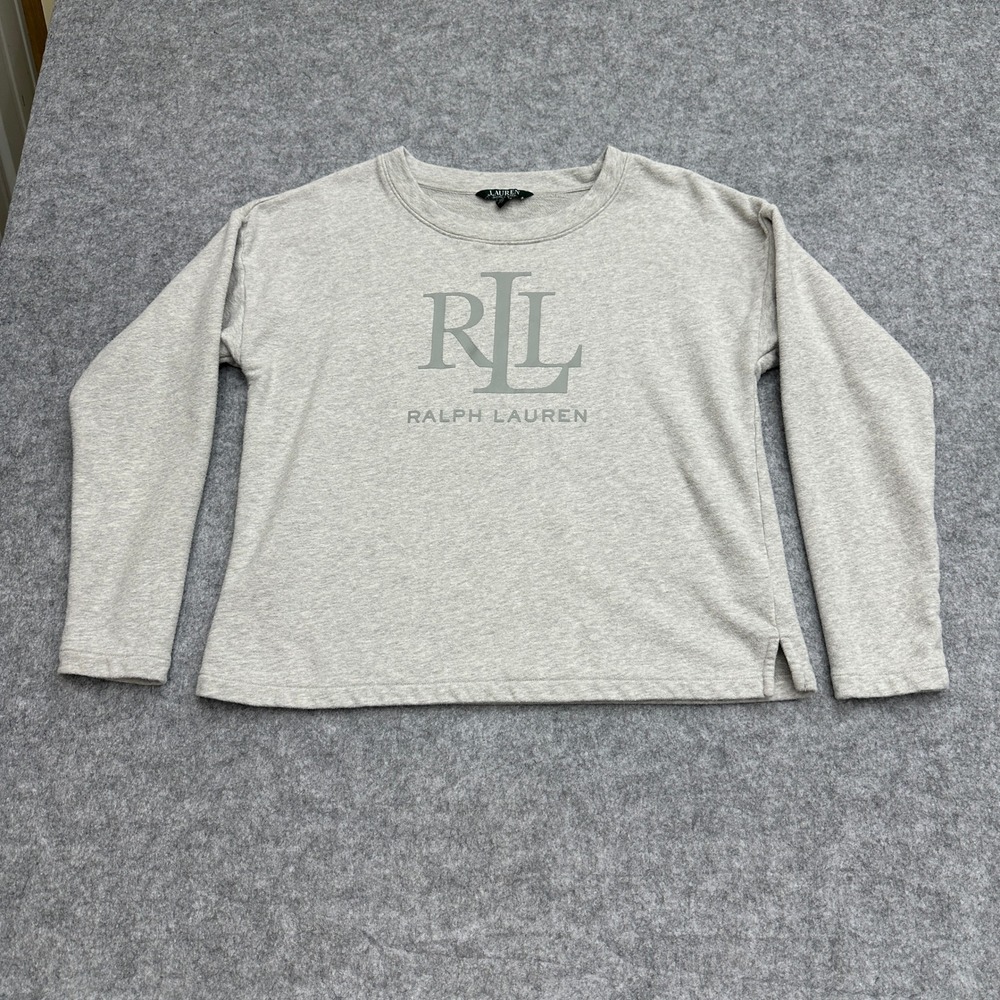 Lauren Ralph Lauren Heather Gray LRL Logo Sweatshirt Womens Md